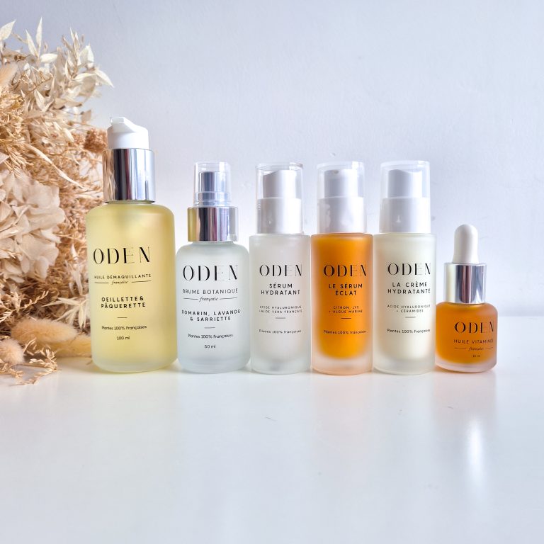 Routine visage Oden : mon avis sur les soins botaniques après 1 mois de test Routine visage Oden complète : huile démaquillante, brume romarin, sérum hydratant, sérum éclat, crème hydratante et huile vitaminée